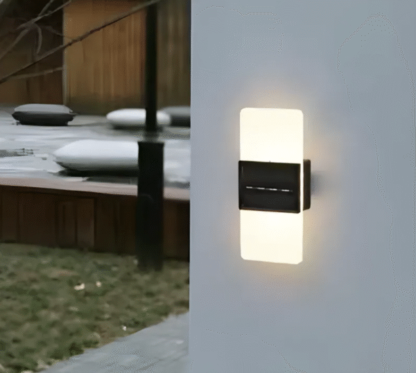 Pack x 2 - Aplique Solar LED Moderno Acrílico – Luz Blanca y Cálida